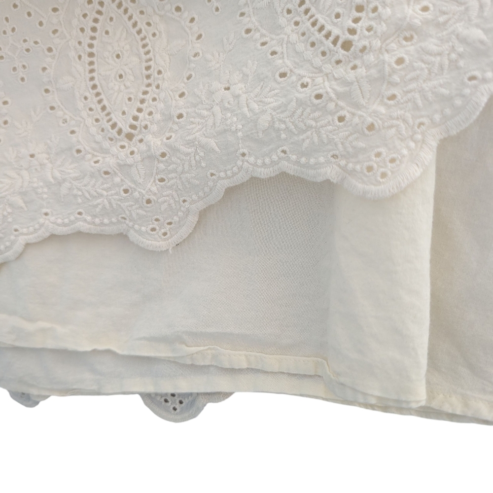 LAUREN Ralph Lauren White Eyelet Ruffle Sleeveless Midi Dress Size 12 Made India - Picture 13 of 15